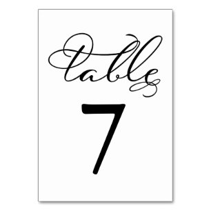 Table Numbers Elegant Calligraphy Wedding