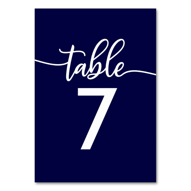 Table Numbers | Elegant Navy Blue Wedding (Front)
