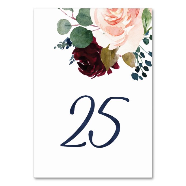 Table Numbers for KJ Watercolor Blue Font #25 (Front)