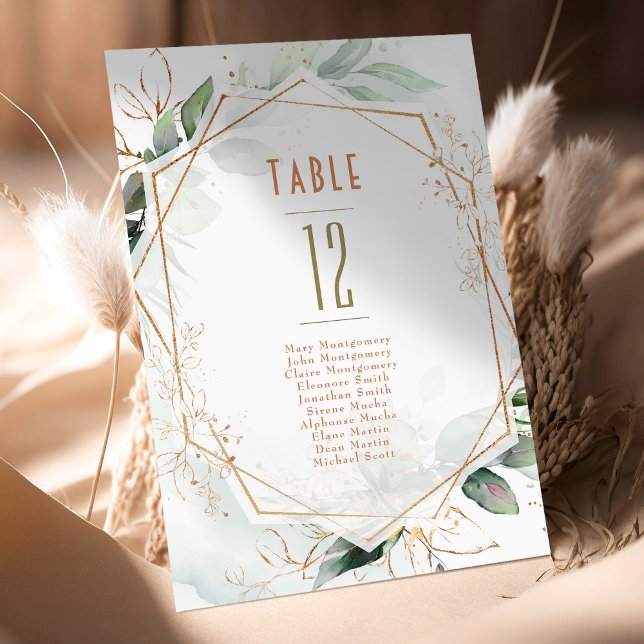 Table Numbers Gold & Green Geometric Wedding (Creator Uploaded)