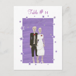 Table Numbers, Halloween Wedding Skeleton Couple Postcard