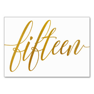 Table Numbers - Luxe Typography -Faux Gold Foil 15