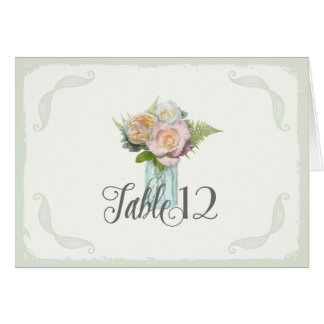 Table Numbers Vintage Rustic Floral Mason Jar