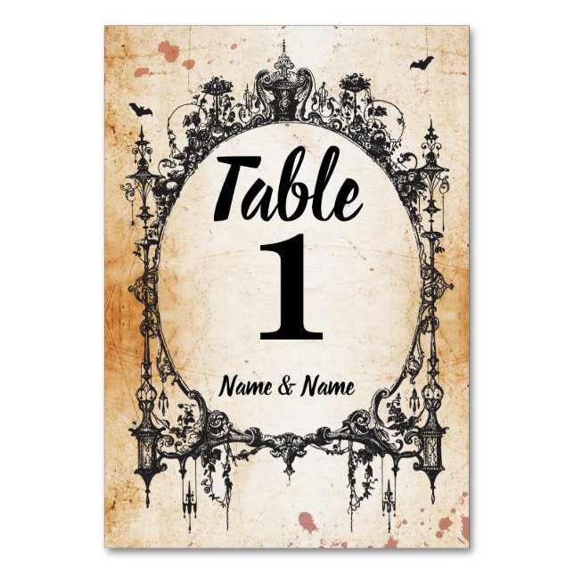 Table Numbers Wedding Gothic Frame Halloween Cards (Front)