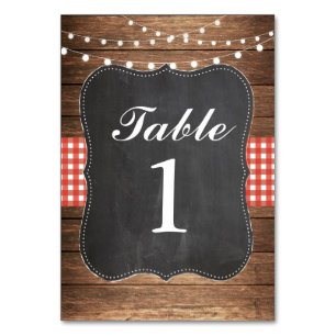 Table Numbers Wedding Wood BBQ Rustic Wood Red