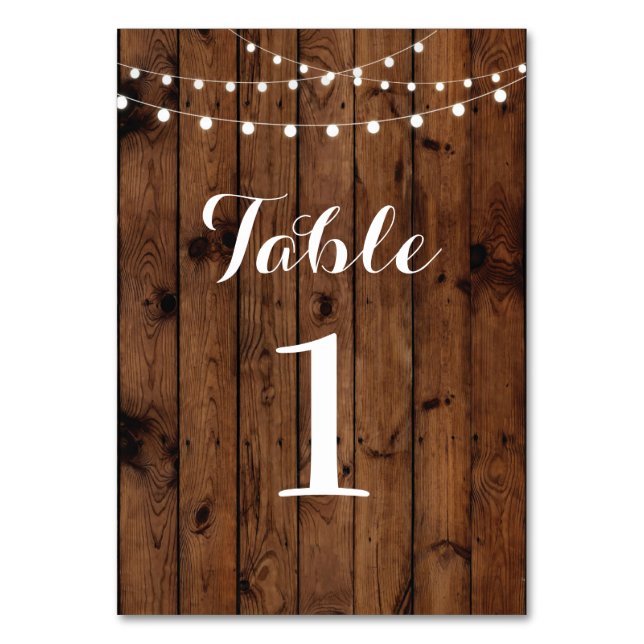 Table Numbers Wedding Wood Rustic Elegant (Front)
