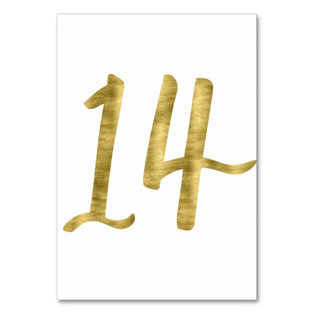 Table Numbers With Gold Foil Effect Number 14 (Front)
