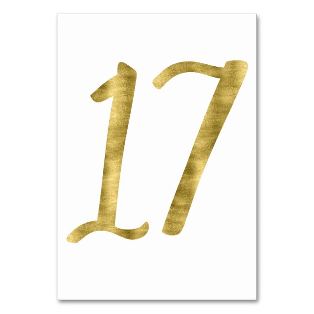 Table Numbers With Gold Foil Effect Number 17 (Front)