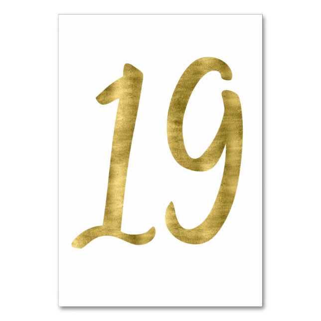 Table Numbers With Gold Foil Effect Number 19 (Front)