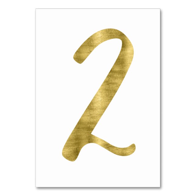 Table Numbers With Gold Foil Effect Number 2 (Front)