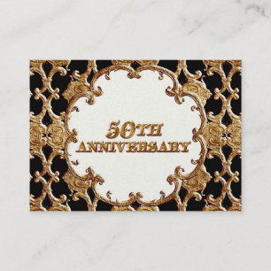 Table Place Card  - Golden French Swirl 50th Anniv