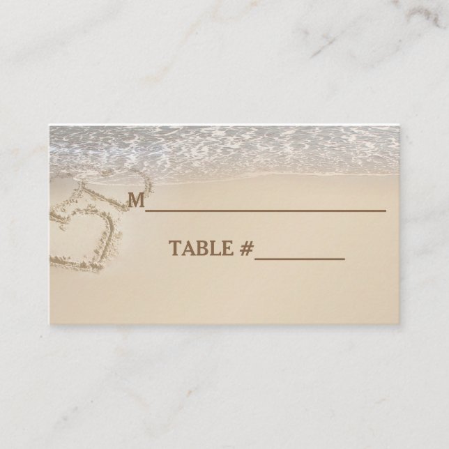 TABLE PLACE CARDS - BEACH BLUE/LACE WEDDING (Front)