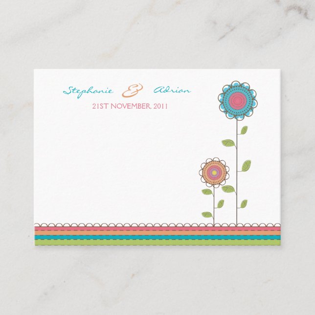 Table Place Cards Tall Rainbow Flowers Wedding (Front)