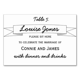 Table Place Name for Wedding Table Number