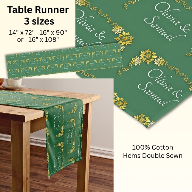 Table Runner Add Names Emerald Green & Gold (Creator Uploaded)