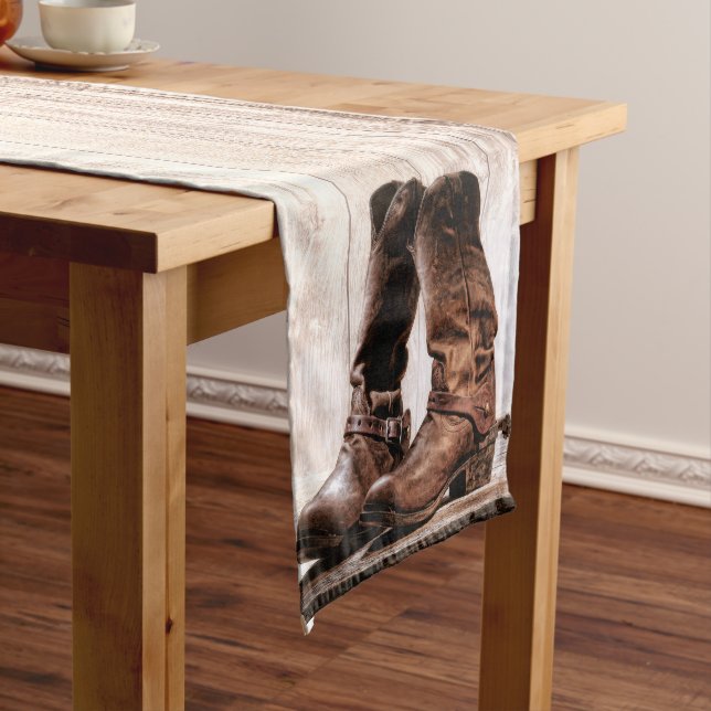 Table Runner boots country rustic western wear bar (In Situ)