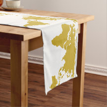 Table Runner - Gold World Map