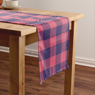Table Runner Hot Pink Magenta Indigo Plaid