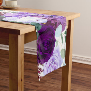 Table Runner Lavender Hibiscus on White