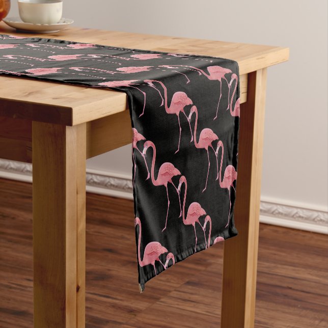 Table Runner-Tropical Pink Flamingo Bird Short Table Runner (In Situ)