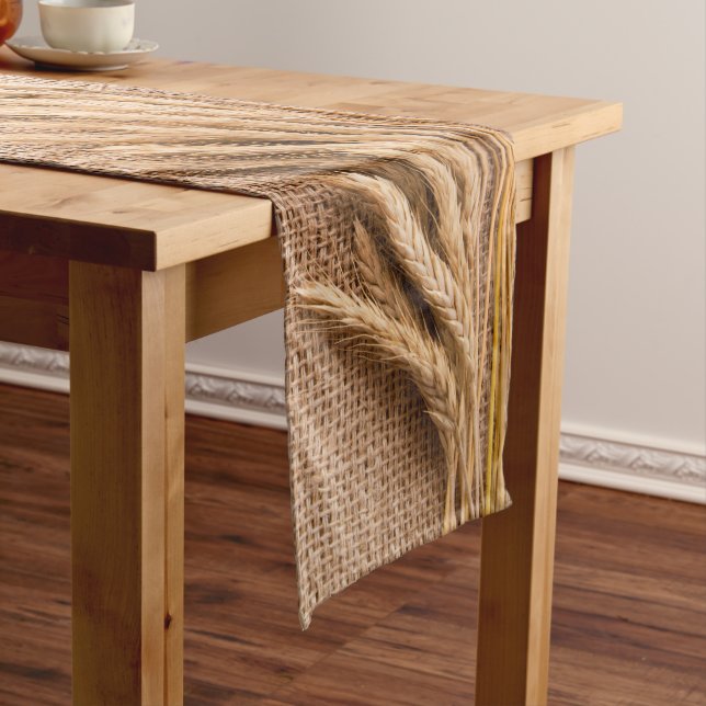 Table Runner Wheat on Burlap Sack Country Rustic F (In Situ)