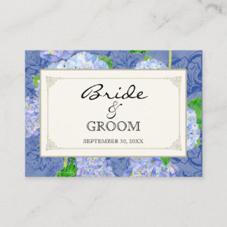 Table Seating Escort Blue Hydrangea Lace Floral Place Card