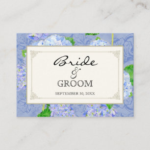 Table Seating Escort Blue Hydrangea Lace Floral Place Card