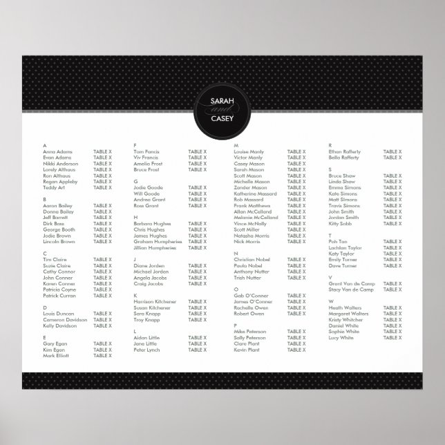 TABLE SEATING PLAN CHART :: mod spot 7 (Front)