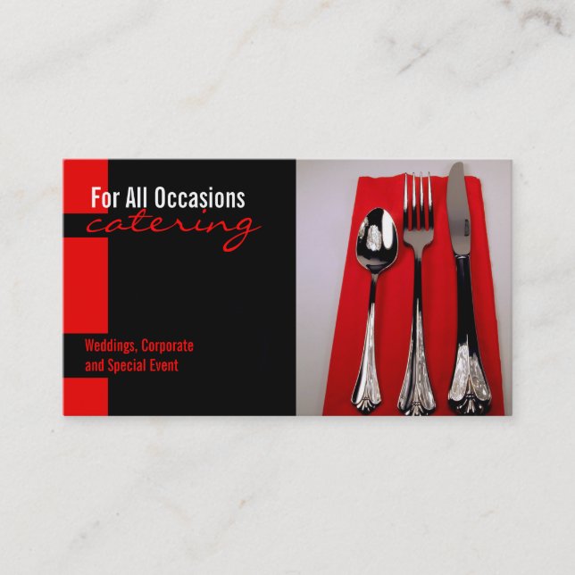 Table Setting Catering Food Business Card (Front)