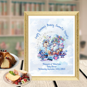 Table Sign Blueberry Gnome Baby Shower Theme 