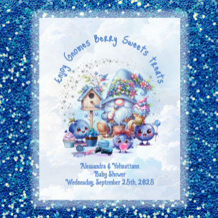 Table Sign Blueberry Gnome Baby Shower Theme 