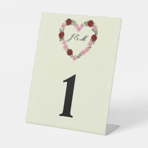 Table Sign Cream Floral Heart Wedding
