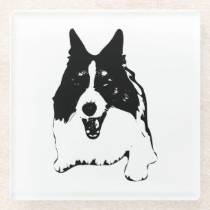 Table Smiles, Corgi Study Glass Coaster