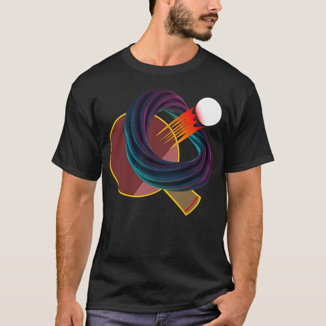 Table Tennis Ball With Tail Through Abstract Ring T-Shirt (Front)