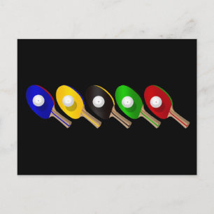 Table Tennis Bat and Ping Pong Ball Sports Postcard