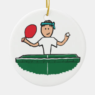 Table Tennis Ceramic Tree Decoration