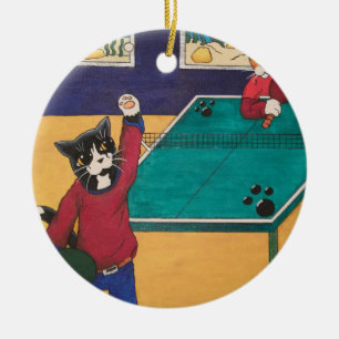 Table Tennis Ceramic Tree Decoration