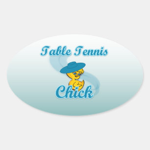 Table Tennis Chick #3 Oval Sticker