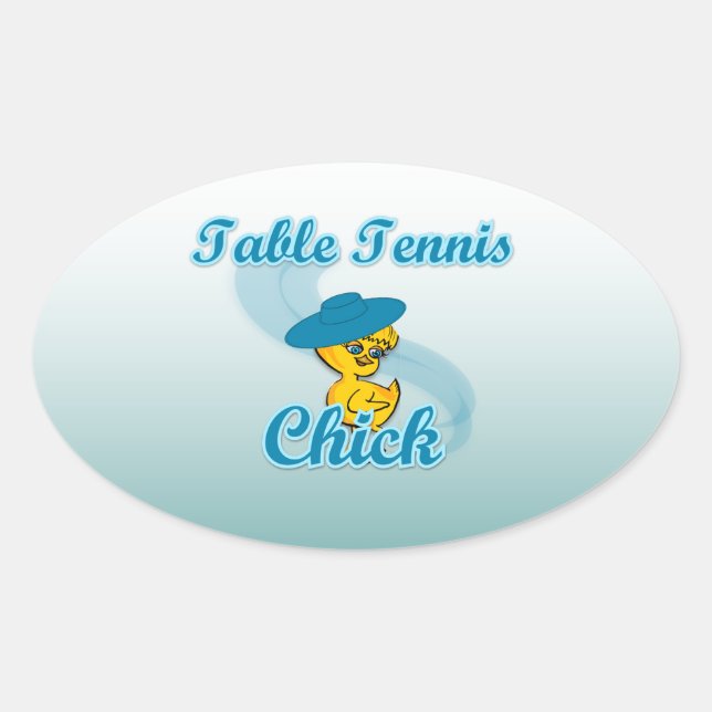 Table Tennis  Chick #3 Oval Sticker (Front)
