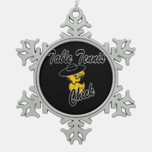 Table Tennis Chick #4 Snowflake Pewter Christmas Ornament