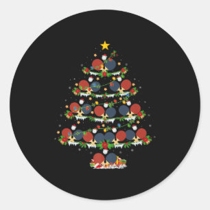 Table Tennis Christmas Tree Lights Srts Player Xma Classic Round Sticker