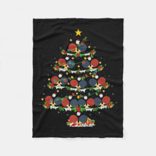 Table Tennis Christmas Tree Lights Srts Player Xma Fleece Blanket