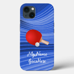 Table Tennis Colourful Blue BG with Paddle and Bal iPhone 13 Case