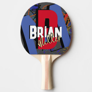 Table Tennis Colourful Name Monogram Ping Pong Paddle