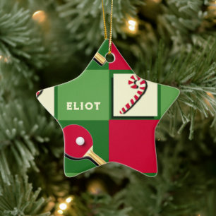 Table Tennis Holiday Gift Ceramic Tree Decoration