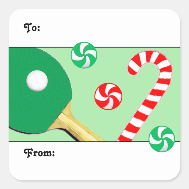 Table Tennis Holiday Gift Tags (Front)