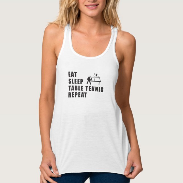 Table Tennis Paddle Ping Pong Repeat Gift Idea Singlet (Front)