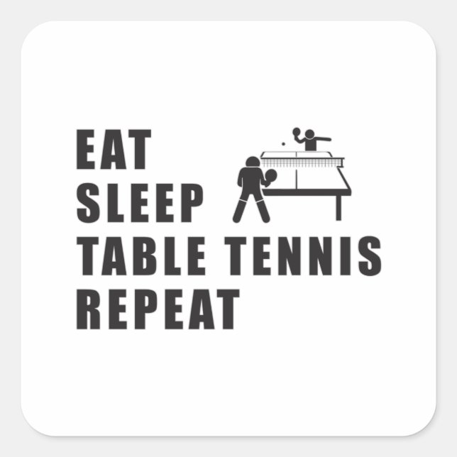 Table Tennis Paddle Ping Pong Repeat Gift Idea Square Sticker (Front)