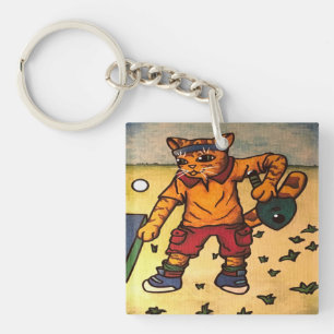Table Tennis Ping-Pong Cat Key Ring