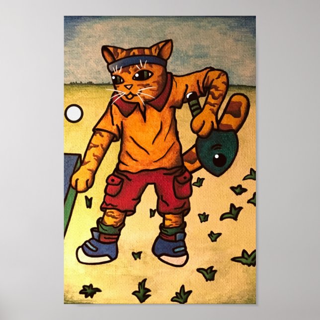 Table Tennis Ping-Pong Cat Poster (Front)